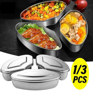 3Pcs Stainless Steel Steaming Plate Fan Shaped Divided Steaming Plate Household Food Steaming Bowl Kitchen Accessories