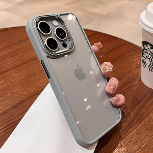 CrashStar Transparent Clear Hard Shockproof Phone Case With Metal Camera Ring For iPhone 17 16 15 14 Pro Max Plus Air 16e 13 12 11 Pro Max Simple Phone Casing Cover With Metal Lens Ring Protection