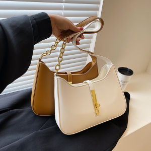 Fashionable Womens Underarm Bag Soft PU Leather Zipper Closure Casual Style Single Shoulder Bag Spring Summer New Arrival