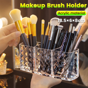 LoviRa Makeup Brush Storage Bucket Transparent Acrylic Brush Box Pencil Holder Table Organizer