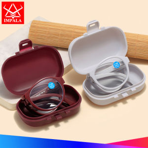IMPALA LH5015 Thời Trang Có Thể Gập Lại Kính đọc sách Cho Nam Giới Và Phụ Nữ Farsighted Ống Kính chống ánh sáng xanh Kính mắt viễn thị Điện + 100 ~ + 400 Và Với Mini Hộp Xách Tay Thiết Kế Kính Đọc Sách Bỏ Túi Kính đọc sách Uv400 Mắt Kính HD