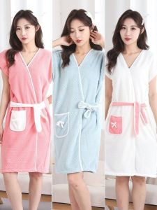 Long Wearable Bath Robe Quick Dry Absorbent Large Size Hooded Towel for Swimming And Bathing Home Use Cute Student Size One