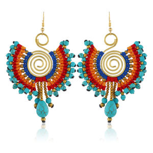 Bohemian Stlye Earrings with Fashionable Handmade Woven Retro Turquoise Tassel Hypoallergenicity Drop Earrings Turquoise Gifts