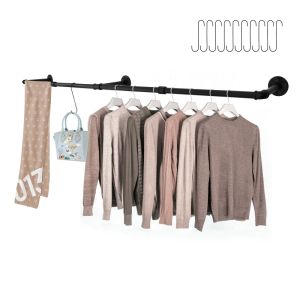 ราวแขวนผ้าท่ออุตสาหกรรมชั้นวางเสื้อผ้าติดผนัง184Cm X 27Cmบาร์เสื้อผ้าเหล็กทนทานราวตากผ้าแกนแขวนบาร์สำหรับห้อง