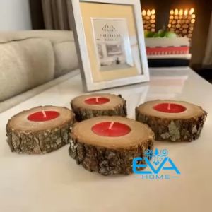 Bộ 10 Chân Nến Gỗ Trang Trí Bàn Ăn Phong Cách Mộc Mạc 3cm / Set Of 10 Rustic Candle Holders Table Decor Wood H3C