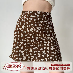 American Retro High Waist A-Line Mini Skirt Floral Print Slimming Go Girl Go Street Style Polyester Fabric Short Skirt