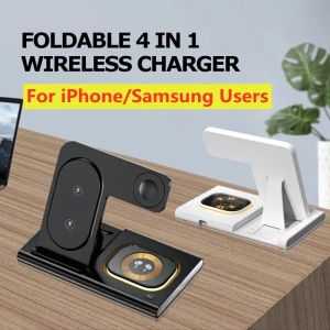 ZUZG 4 in 1 Wireless Charger Stand Pad For iPhone 16 15 14 13 12 11 Samsung S24 S23 S22 S21 Galaxy Watch 6 5 4 Active Buds Fast Charging Dock Station