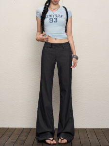 Grey Low Waist Straight Leg Suit Pants Womens 2025 New Style Slimming Versatile High-End Feeling Spicy American Retro Casual Pants