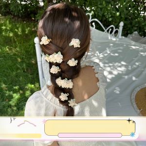 Elegant Tea Flower Hair Clip for Women Side Bangs Duckbill Clip Forest System Cute Hair Accessories Fresh out Fashionable Hairpins