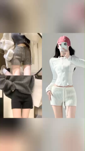 🔥ราคาถูกที่สุด🔥กางเกงขาสั้นไหมพรม ทรงสลิมฟิต 4 สี เอวมีเชือกรูด