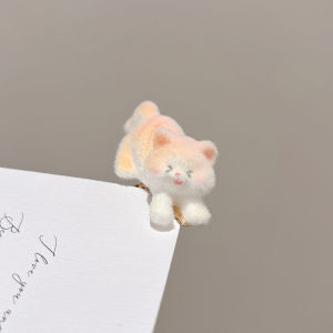Furry Cat Hair Clip Womens New 2025 Elegant Cute Girl Side Bangs Duckbill Hair Clip Hair Accessories Pink Empress Brand