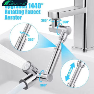 Kebidumei Retractable Universal 1440 °Swivel Robotic Arm Swivel Extension Faucet Aerator Kitchen Sink Faucet Extender 2 Water Flow Mode