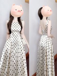 CHANGTONG | French Style Dotted Slimming Waist Dress