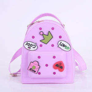 Candy color jelly shoulder bag for girls travel bag casual shopping bag creative childrens backpack hole hole cartoon DIY s