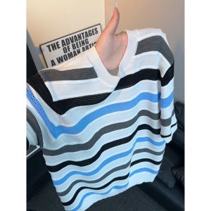 NANSSE | Color Stripe Knitted T-shirt Loose Fit High Class