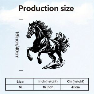 CIFbuy | CIFBUY Metal Wall Art Retro Abstract Horse Iron Painting Black White Powder Coated Mural Decor for Living Room Office Home