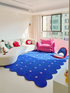 Modern Minimalist Flocking Carpet Living Room Sofa Tea Table Blanket Irregular Shape Childrens Room Bedroom Side Washing Free