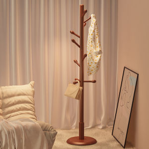 Home Use Wooden Clothes Hanger Rack Entrance Hall Multi-Function Stand Corner Coat Pole Storage Shelf Simple Assembly Spray Painted