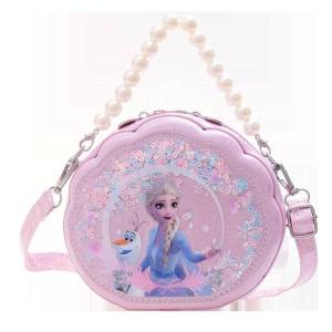 กระเป๋าทรายไหลสไตล์ตะวันตกสำหรับเด็กหญิงกระเป๋าสะพายข้างสำหรับเด็กแบบเจ้าหญิงเอลซ่าแบบใหม่กระเป๋าสะพายใบเล็กแบบถือสำหรับเด็กเล็กเด็กผู้หญิงน่ารัก