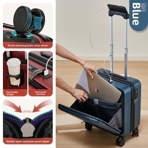 HanRui | Travel Luggage 18 Inch with TSA Lock Front Opening Wheeled Shock Absorption and Brake