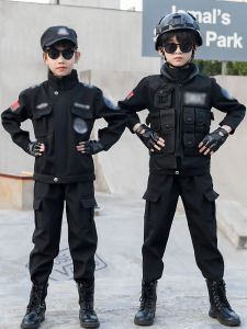 Thickened Fleece Police Special Forces Childrens Costume Cotton Suit Autumn Winter Kids Uniform Boy Soldier Set Ensemble