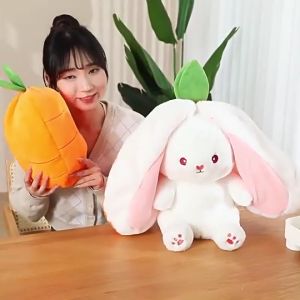 2 in 1 Rabbit Strawberry Carrot Plushies Cute Bunny Long Ear Fruit Animal Stuffed Plush Outfit Costume Cute 可爱草莓胡萝卜兔子