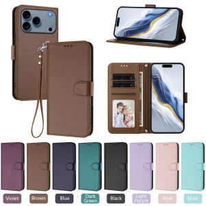 Bằng da nhựa PU nắp gập ví Ốp điện thoại cho Iphone 18 Pro Max 17 không khí 16 Cộng với 15 14 đa khe cắm thẻ chân đế từ bìa Ốp bảo vệ chống sốc với có dây đeo cổ tay
