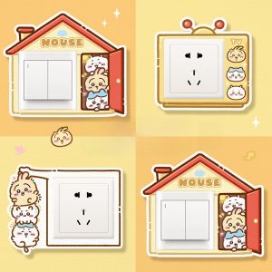 เคสป้องกันปุ่มสวิตช์ไฟตกแต่งบ้านใหม่ปี 2025 ขอบปุ่มสวิตช์ปิดบ้านเช่า ปกปิดผนัง ปกป้อง น่ารัก ปุ่มสวิตช์