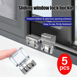 YESPERY 1/2/5pcs Window Lock Stopper Safety Locks for Kids and Pets Non Punch Sliding Window Lock Buckle Screen Window Fixing Fasteners