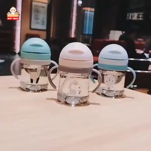 (250ml/350ml)Drinking Bottle for Baby with Straw Botol Bayi Botol Susu Drinking Bottle Handle Silicone Straw Baby Bottle