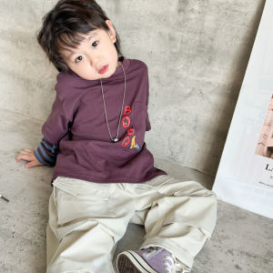 Delicate Mom Long Sleeve T-Shirt for Boys Baby Korean Style Letter Print Cotton Polyester Blend Spring Autumn Wear