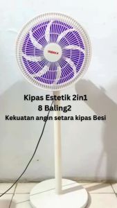 Kipas Angin 2in1 8 Estetik 8 Baling baling 12 Inch Aesthetic Angin Kencang Halus