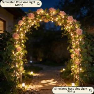 1Set Artificial Rose Vine LED String Light Battery PoweredValentines Day Proposal Birthday Parties Mothers Day Venue