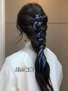 Khăn Quàng Cổ Họa Tiết Hoa Hạt Dẻ Màu Xanh Cổ Điển Mỹ Phụ Kiện Tóc Cho Nữ Phụ Kiện Tóc Đa Năng Phụ Kiện Tóc Cá Tính