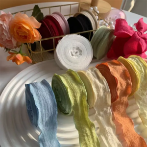 9m/Roll Wrinkled Fishtail Yarn Ribbon Handmade Romantic Gift Bouquet Packaging Wave Edge Ribbon