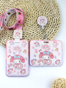 Cute Cartoon Bus Meal Card Student ID Lanyard Retractable Buckle Anti-Loss School Campus Card Holder Lanyard ABS Material
