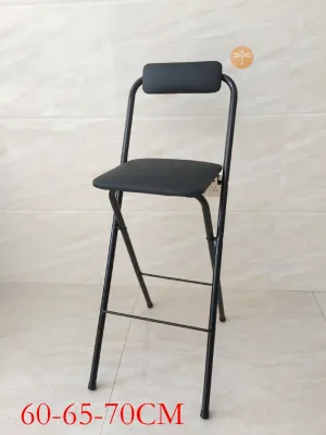 Modern Minimalist Bar Stool Backrest High Table Chair Foldable Living Room Restaurant Counter Bench Steel Wood Material