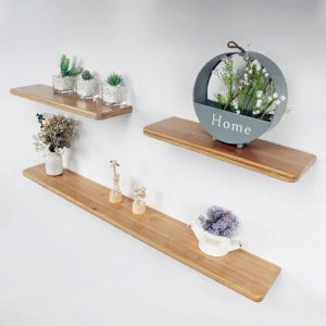 No-Drill Bamboo Wall Storage Shelf