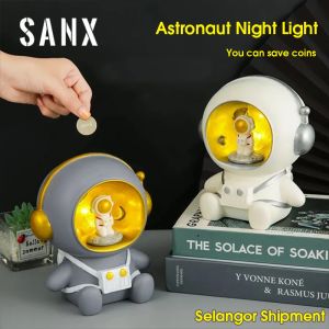 SANX LED Night Light Creative Astronaut Night Lamp Ambient Light Table Lamp Bedside Lamp Piggy Bank