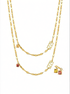 360 Degree Flashy Necklace with Citrine & Garnet Gemstones