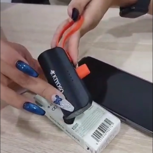 KIYOSO® Ultra-Compact 5000mAh Power Bank Designed for Convenience Built-in USB Cable and Phone Stand