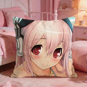 Cute S-SUPER SONICO Cushion Cover Premium Comfort Reversible Pillow Cover - Two in One Design for Any Room & Car Interior