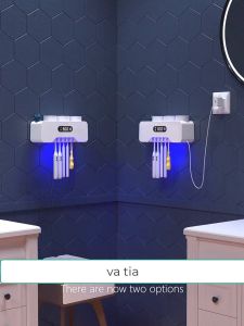 Bộ Nhả Kem Đánh Răng Tự Động.Kệ Để Bàn Chải 3 Cốc Cao CấpKhử Khuẩn & Sấy Khô Bằng Tia UV. (BH12tháng)