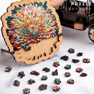 Puzzle เรียงภาพไม้ลำดับความยากสูงสำหรับผู้ใหญ่ อุปกรณ์เรียนรู้แบบท้าทาย 10 ระดับ อุปกรณ์เสริมสมอง ชิ้นส่วนไม้ไม่เท่ากัน