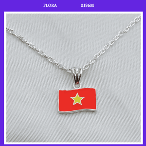 FLORA 0186M - [Có bán lẻ] Dây chuyền bạc ta mặt hình lá cờ Việt Nam lá cờ Tổ quốc bay phấp phới dành cho bé