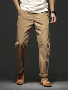 Washed Cotton Casual Pants Mens Spring Autumn New Style Pure Color Daily Commute Nine Points Casual Trousers Loose Fit Workwear