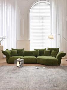 Italian Minimalist Vintage Green Petal Combination Assemble Sofa Villa Large Flat Layer Popular Fabric Sofa for Living Room