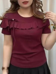 HUAXUNRAN | Áo Blouse Dây Ruffle Tinh Tế
