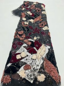 OLEVO | High-End Luxury French Embroidery Heavy Groom Beads Lace Fabric Withs Sequins 5 Yards High Quality Materiel for Party AT2893