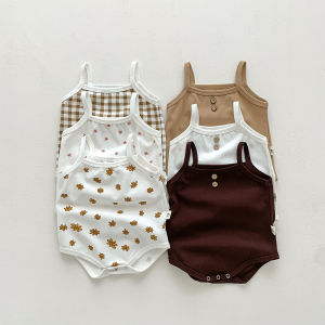 Korean Style Baby Summer Romper Thin Strapless Triangle Bib Newborn Baby Vest Crawling Suit Cotton Clothes for Boys And Girls